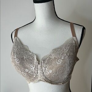 Thirdlove Nude Lace Bra, Lace Balconette  38E